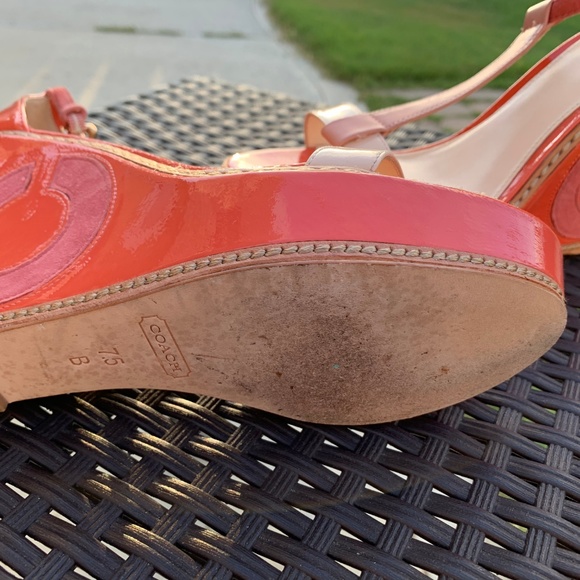 COACH Maggie Crinkle Wedges Melon Color 7.5 - Picture 6 of 7